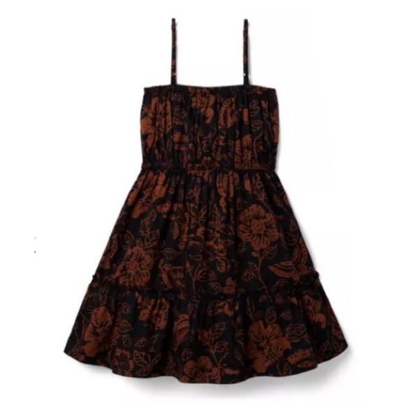 Janie & Jack Tropical Tiered Spaghetti Strap Sundress Boho Brown Black - Picture 1 of 8